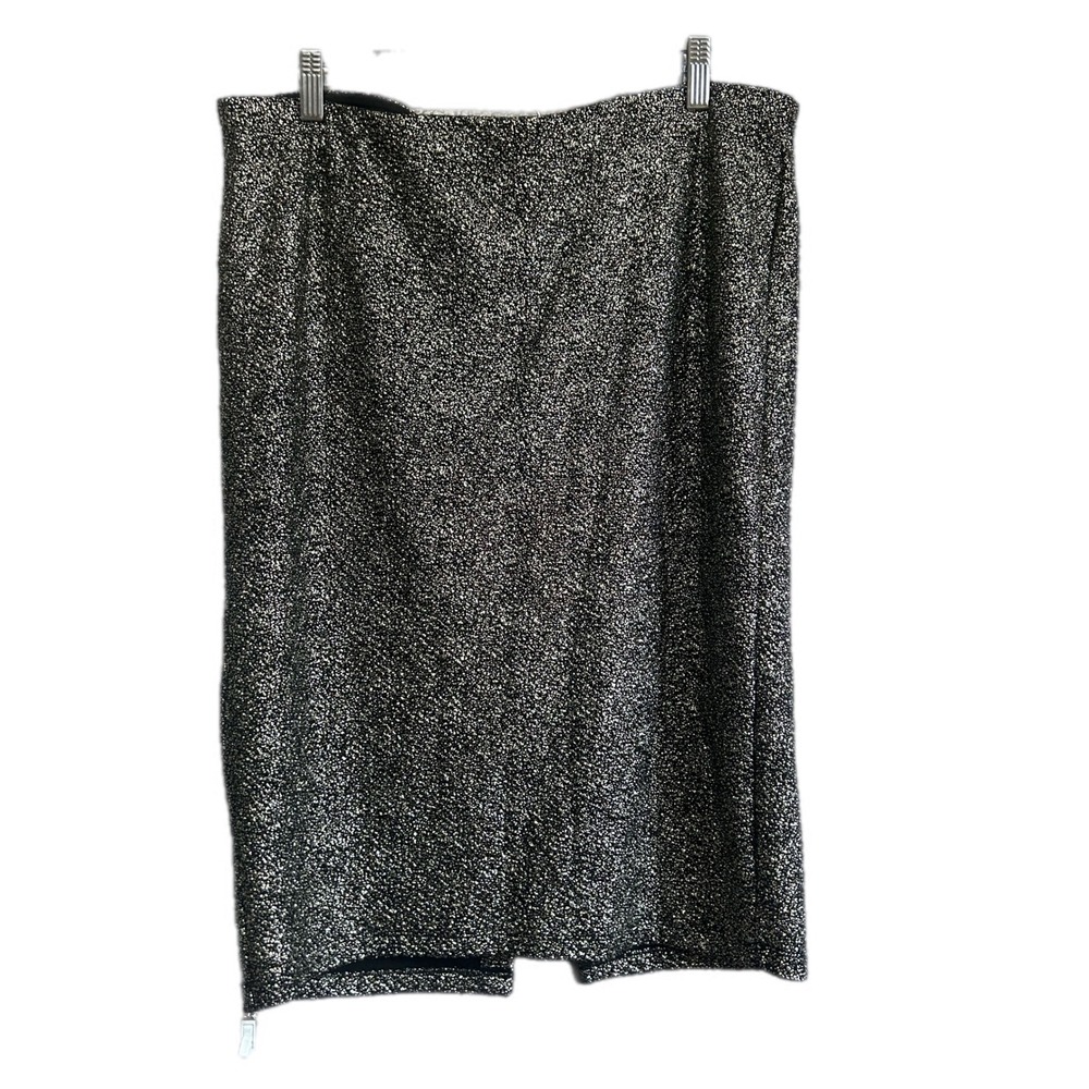 Torrid Metallic Pencil Skirt Womens 1‎ Black Silver Excellent Shimmer Stretch